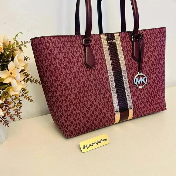 Michael Kors Sheila Large Signature Logo and Metallic Tote Bag - Picture 3 of 10